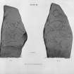 Logie Elphinstone stones (nos. 1 and 2) from J Stuart, The Sculptured Stones of Scotland, i, pl.3.	