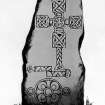 Monymusk cross-slab. 
From J Stuart, The Sculptured Stones of Scotland, vol. i, 1856, plate viii.
Filed under NJ71NW 12.