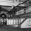 Fountainbridge Meat Market, interior.
General view from North end showing meat hooks and weighing scales below balcony