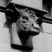 Meat Market, Fountainbridge, Edinburgh.
Detail of carved bull's head over South entrance.
