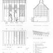Reconstruction drawings of kipper kilns, plan, sections and details, kipppering house, Wick