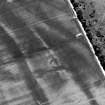 Oblique aerial view of the cropmarks of the two souterrains. Cropped version of the original.