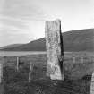 View of standing stone, Loch of Tingwall.