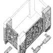 Axonometric view of the reconstruction of the St Andrews Sarcophagus, with plans of the joints.