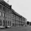 View from north west of Arrol's Dalmarnock Works, Glasgow showing the Dunn Street facade of the works containing the company's offices