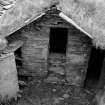 Farm building - entry to corn-kiln, ingle and grain store at South end of barn