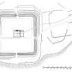 Publication drawing of the Roman fort, eastern annexe and enclosures at Castledykes. Photographic copy.
