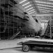 Aberdeen, York Place, Hall Russell Shipyard.
General interior from North along West side of building hall showing ship no.1000, a welded steel, twin-screw cargo/passenger ferry for the St Helena service.