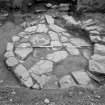 Excavation photograph from Fendoch Roman Fort showing oven number 5 from the east.
