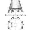 Section, plan and elevation of glass cone.