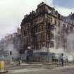 View of the Palace Hotel on Princes Street, Edinburgh the morning after being gutted by fire.