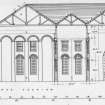 Glasgow, Govan, Fairfield Shipbuilding and Engine Works
Drawing of part transverse section and axonometric view.
Title: 'Part View of Gallery Aisle & Machine Hall'.
Insc: 'A Roof Truss Details' 'Rear View of Stanchion Head & Gantry' Stanchion Base' Gantry-Stage & Struts' 'GDH'.
