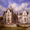 Watercolour showing perspective of main elevation of Craigends House by David Bryce