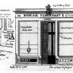 139 Princes Street, sketch elevation of shopfront of Duncan, Flockhart & Co Ltd before alterations by Amercian Express Co.