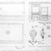 Elevations, ceiling plan and details.
