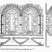 Interior Elevation, Plan and Section of North and South Chancel windows, partly reconstructed
u.s.   u.d.
Lorn Inv. Fig. 117