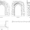 Interior and Exterior Elevation, Section and Plan of South Doorway
u.s.   u.d.