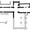 Iona, Iona Abbey.
Photographic copy of plan showing the development c.1200 AD to 1638.