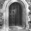 Iona, Iona Abbey, interior.
View of North transept showing doorway in West wall.