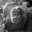 Iona, Iona Nunnery.
Detail of carved corbel on South wall of nave showing a human head.