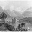 General view from the West looking towards Dalmally.
insc. 'Kilchurn Castle, Loch Awe.  Looking towards Dalmally.  (Argyleshire.)  T. Allom.  T. Barber.'