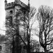 View of Culross Abbey, Tower and Churchyard from the North West.