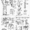 Copy of RCAHMS comparative drawing from 'Monuments of Industry' (1985) of beam, stanchion and column support details at Randolph and Elders, Glasgow, Atlantic and Pacific Mills, Paisley and Houldsworth Cotton Mill, Glasgow