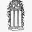 Iona, Iona Abbey.
Photographic copy of plan showing South window of choir, plan, section, interior view and exterior view.