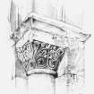 Iona, Iona Abbey.
Plan showing perspective drawing of North nook-shaft capital of South chapel of North transept.