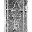 Iona, Iona Abbey.
View of matrix for a monumental brass with fragment still in place.