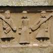Detial of carved panel on S facade.