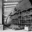 Aberdeen, York Place, Hall Russell Shipyard.
General interior view from North East along East side of building hall showing ship No. 1000.  A welded-steel, twin-screw, cargo/passenger ferry for St. Helena service.