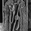Oronsay Priory, Effigy of Prior Donaldus MacDuffie.
General view of tapered graveslab bearing the effigy of Sir Donald MacDuffie, conventual Prior of Oransay.