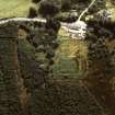 Oblique aerial view of Kaims Castle Roman Fortlet.