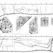 Scoor, Mull. Detail of linear crosses, trident symbols, horse-shoes and cup marks carved on walls of cave. AGD 705/1 (Fig. 198).