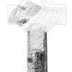 Iona, St Matthews Cross.
Drawing showing partial reconstruction of E face.