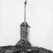 View of the cross when it was situated on Wemyshall Hill. Photographic copy of a pencil sketch by W F Lyon
