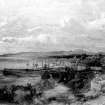 Photographic reproduction of a painting of Kirkcaldy shore, possibly by Sam Bough