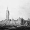 Photographic copy taken from the Annan Album of a drawing of Glasgow University, University Avenue, Glasgow.