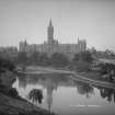 View  of University of Glasgow across the river Kelvin. 
Titled: '179 Glasgow University. T.P.L.'