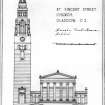 Photographic copy of a drawing insc. 'St Vincent Street Church. Glasgow. G2. Alexander (Greek) Thomson. Architect. Elevation to St Vincent Street. Measured & Drawn by AL Watson 1940. Traced by EC & EMcL.'