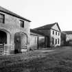 Edenwood Steading: View of cart shed, turnip house, store and dairy byre from N