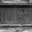 Detail of carved panel showing cavalry skirmish