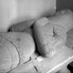 Recumbent effigy in the vestibule - olique view of top half