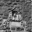 Detail of panel with bust on E side of tower, 1st floor level  RCAHMS 1988