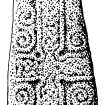 Publication drawing; cross-marked stone, Kilbride, Rhudil.
