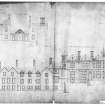 West elevation of main building and wing, North elevation of wing showing dimensions
Insc: '131 George Street 7 May, 1839'