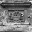 View of sculptured armorial panel dated 1712, Brunton House, Brunton Street, Falkland.