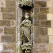 Detail showing aedicule on buttress enclosing statue, South front, South range
