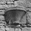 View of conical capital fragment on N wall of walled garden, Arthurstone House.